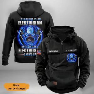 Personalized Everybody Is An Electrician Until The Real Electrician Shows Up US Electrician American Retro Hooded Sweatshirt Printed KVH241602
