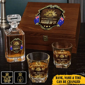 Personalized Australian Army Been There Done That & Darm Proud Of It Australian Veteran Rank Gold Decanter Set With Glasses Printed AHVA251595