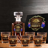 Personalized Australian Army Been There Done That & Darm Proud Of It Australian Veteran Rank Gold Decanter Set With Glasses Printed AHVA251595