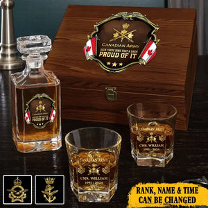 Personalized Canadian Army Been There Done That & Darm Proud Of It Canadian Veteran Rank Gold Decanter Set With Glasses Printed AHVA251595