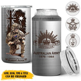 Personalized Australian Army Veteran Logo Custom Name, Rank & Time Can Cooler 16oz Printed LVA241604