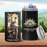 Personalized Australian Army Veteran Logo Custom Name, Rank & Time Can Cooler 16oz Printed LVA241604