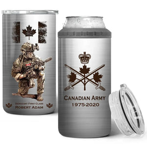 Personalized Canadian Army Veteran Logo Custom Name, Rank & Time Can Cooler 16oz Printed LVA241604