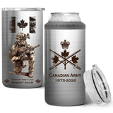 Personalized Canadian Army Veteran Logo Custom Name, Rank & Time Can Cooler 16oz Printed LVA241604