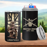 Personalized British Army Veteran Logo Custom Name, Rank & Time Can Cooler 16oz Printed LVA241604