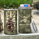 Personalized British Army Veteran Logo Custom Name, Rank & Time Can Cooler 16oz Printed LVA241604