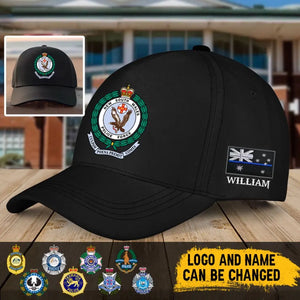 Personalized Australian Police Branch Logo & Name Black Cap Printed QTVQ241620