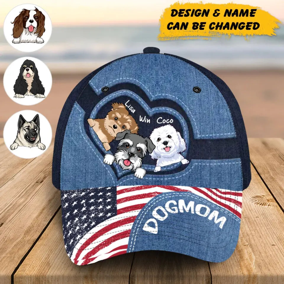 Personalized Dog Mom US Flag Dog Lovers Gift Cap 3D Printed HN241605