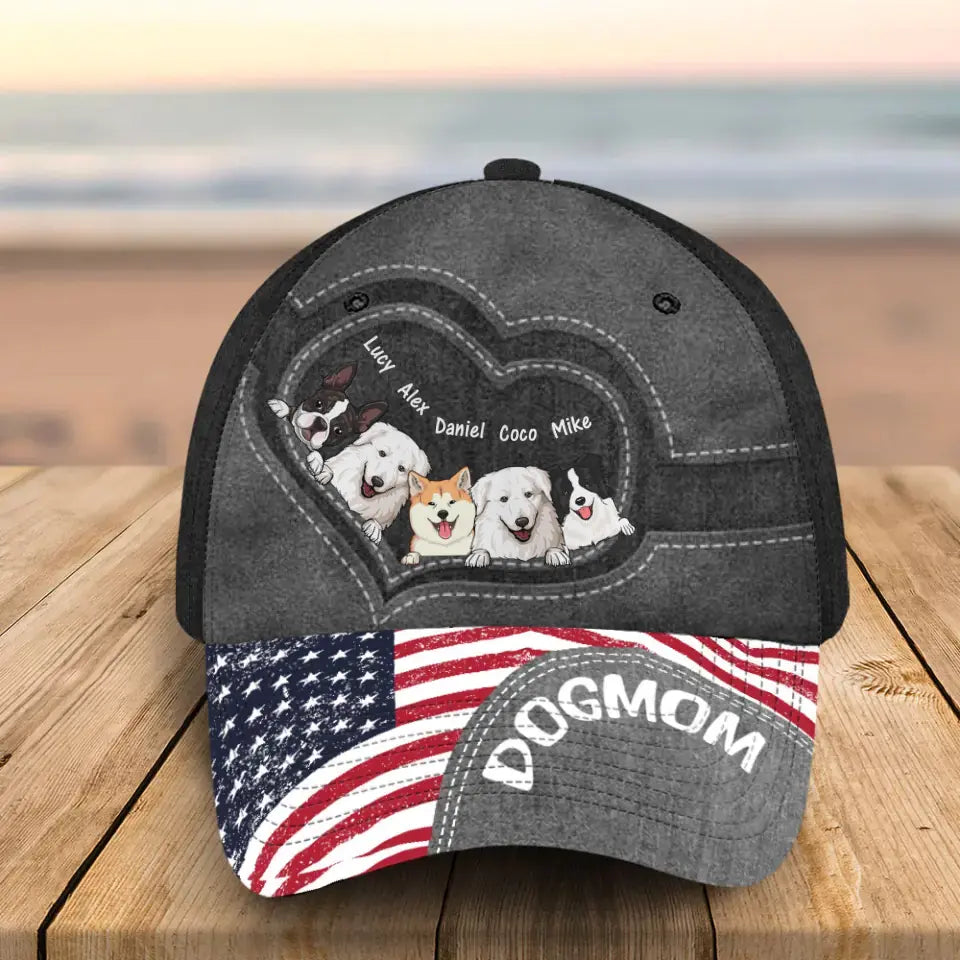 Personalized Dog Mom US Flag Dog Lovers Gift Cap 3D Printed HN241605