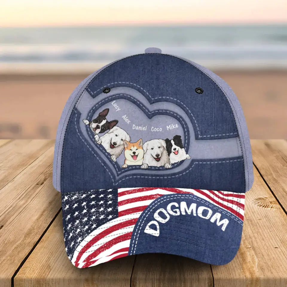 Personalized Dog Mom US Flag Dog Lovers Gift Cap 3D Printed HN241605