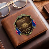 Personalized Australian Army Veteran Rank Gold Custom Name & Time Leather Wallet AHHN241611
