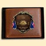 Personalized Australian Army Veteran Rank Gold Custom Name & Time Leather Wallet AHHN241611