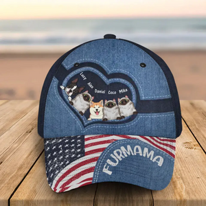 Personalized Furmama Dog Mom Cat Mom US Flag Cap 3D Printed HN241626