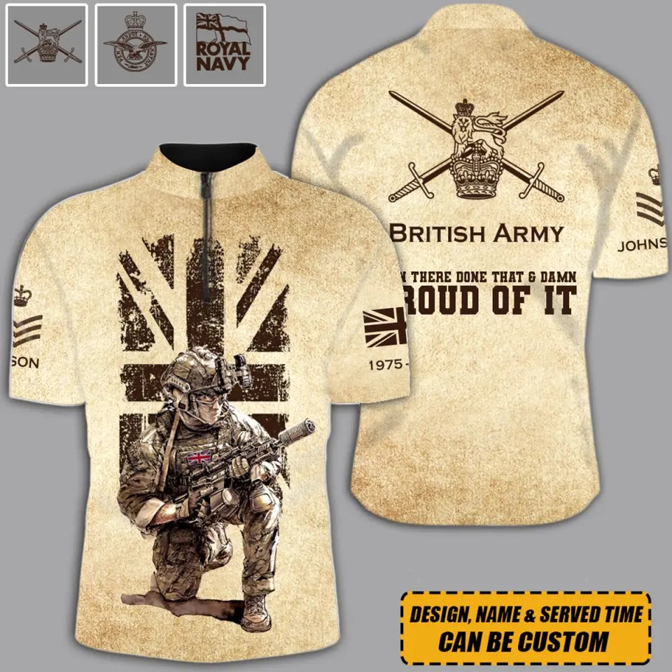 Personalized British Army Been There Done That & Damn Proud Of It Half Turtleneck Short Sleeve Polo 3D Printed AHVQ241593