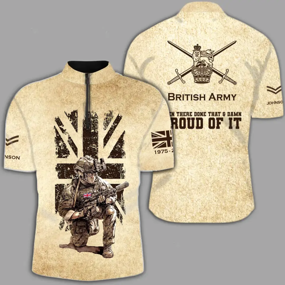 Personalized British Army Been There Done That & Damn Proud Of It Half Turtleneck Short Sleeve Polo 3D Printed AHVQ241593