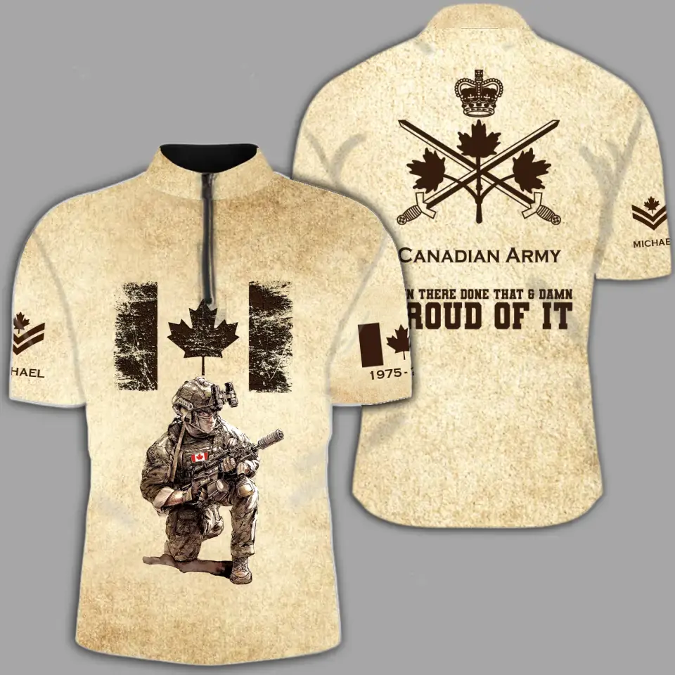 Personalized Canadian Army Been There Done That & Damn Proud Of It Half Turtleneck Short Sleeve Polo 3D Printed AHVQ241593