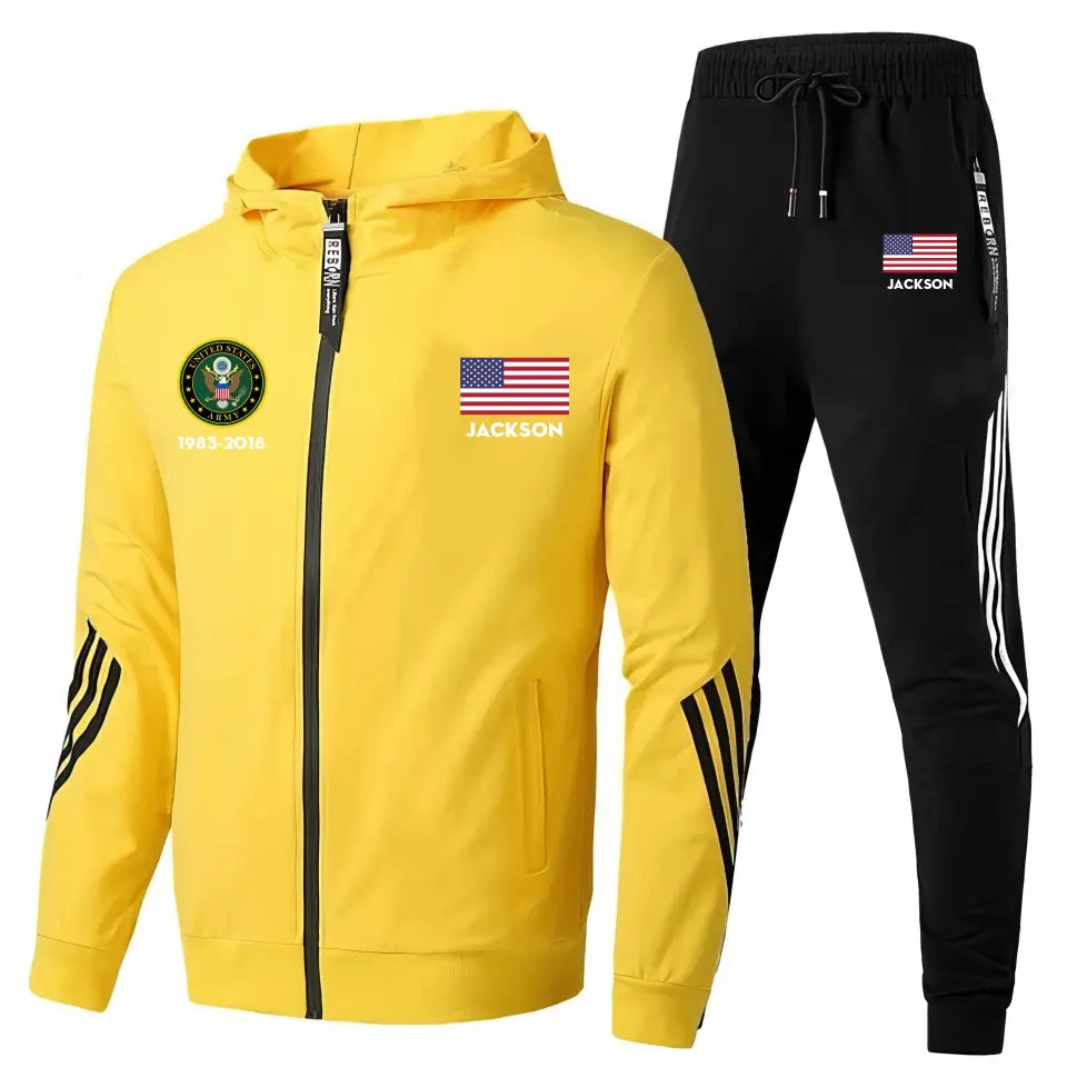 Personalized US Veteran Branch Logo & Name 2D Set Tracksuit Hooded Sweatshirt & Pants Printed VQ241638