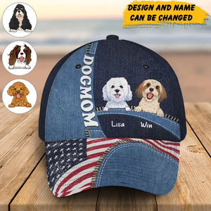 Personalized Dog Mom Dog Dad US Flag Dog Lovers Gift Cap 3D Printed HN241639