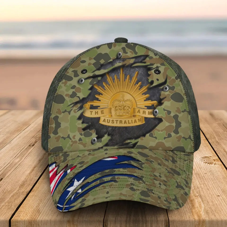 Personalized Australian Veteran Logo Australia Flag Custom Name Cap 3D Printed QTHN241644
