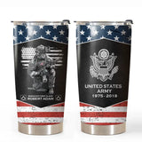 Personalized United States Army Veteran US Flag Custom Name, Rank & Time Tumbler Printed VQ241650