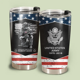 Personalized United States Army Veteran US Flag Custom Name, Rank & Time Tumbler Printed VQ241650