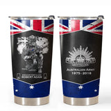 Personalized Australian Army Veteran Australia Flag Custom Name, Rank & Time Tumbler Printed VQ241650