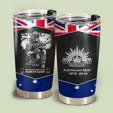 Personalized Australian Army Veteran Australia Flag Custom Name, Rank & Time Tumbler Printed VQ241650