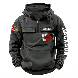 Personalized US Flag Welder Working American Retro Hooded Sweatshirt Printed KVH241652