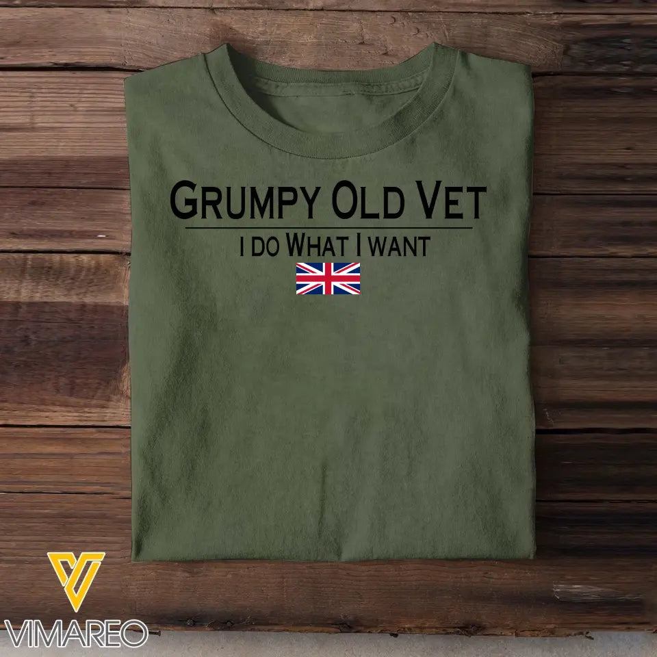 Personalized Grumpy Old Vet I Do What I Want UK Veteran T-shirt Printed QTHN241654