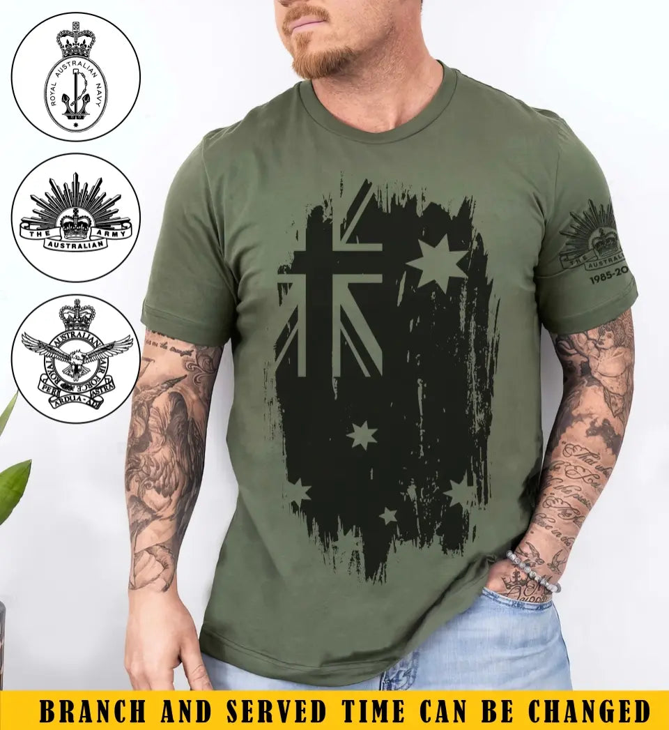 Personalized Australian Veteran Logo & Service Time T-shirt Printed KVH241658