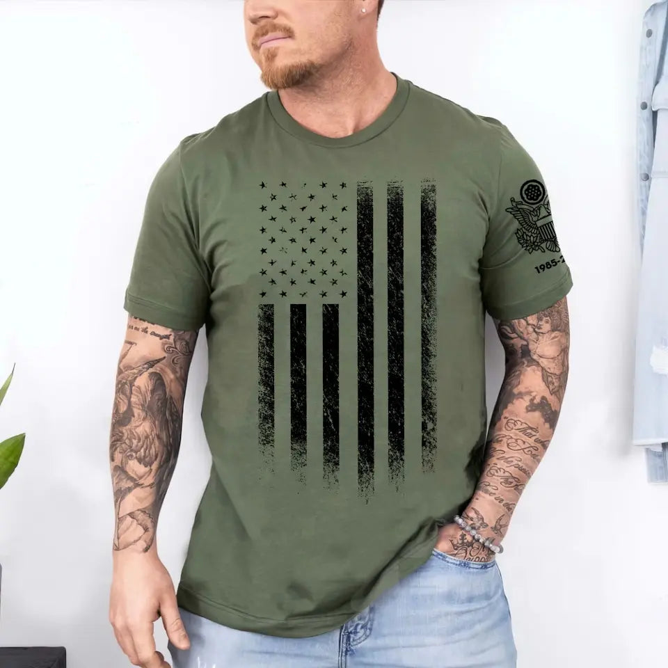 Personalized US Flag US Veteran Logo & Service Time T-shirt Printed KVH241658