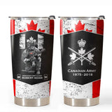 Personalized Canadian Army Veteran Canada Flag Custom Name, Rank & Time Tumbler Printed VQ241650