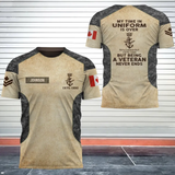 Personalized My Time In Uniform Is Over But Being A Veteran Never Ends Canadian Veteran 3D T-shirt Printed AHVA241655