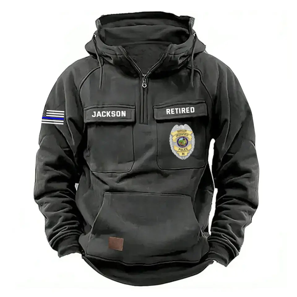 Personalized US Police Logo Retired Police Custom Name American Retro Hooded Sweatshirt Printed KVH241673