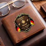 Personalized German Army Veteran Rank Gold Custom Name & Time Leather Wallet AHHN241660
