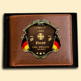 Personalized German Army Veteran Rank Gold Custom Name & Time Leather Wallet AHHN241660