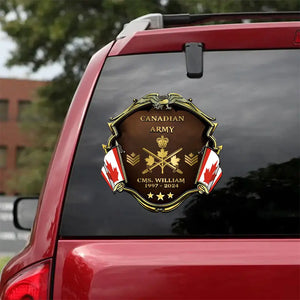 Personalized Canadian Army Veteran Custom Name, Time & Rank Gold Decal Printed AHHN241668