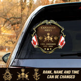 Personalized Canadian Army Veteran Custom Name, Time & Rank Gold Decal Printed AHHN241668