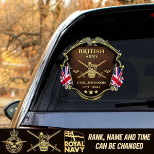 Personalized UK Army Veteran Custom Name, Time & Rank Gold Decal Printed AHHN241668