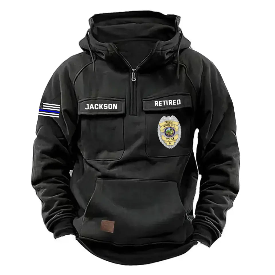 Personalized US Police Logo Retired Police Custom Name American Retro Hooded Sweatshirt Printed KVH241673