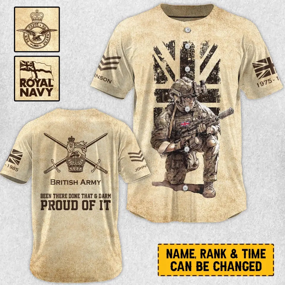 Personalized UK Veteran Been There Done That & Darm Proud Of It Baseball Jersey 3D Printed AHVA241676