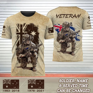 Personalized Australian Veteran Australia Flag Custom Rank & Name 3D T-shirt Printed AHVQ241677
