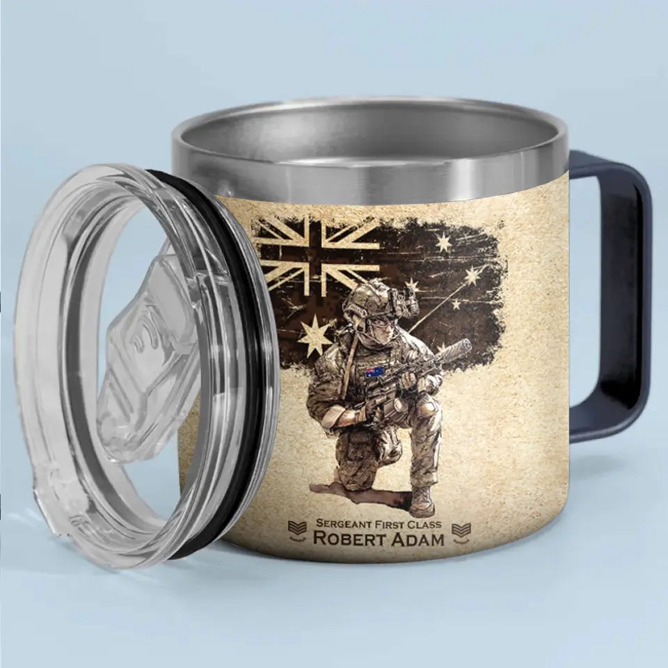 Personalized Australian Army Veteran Logo & Rank, Name Coffee Cup 3D 12oz Printed AHVA241664