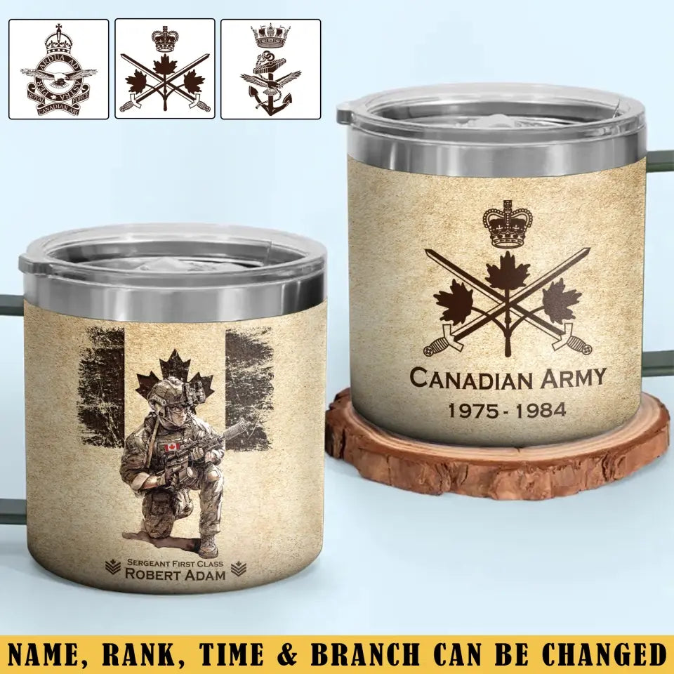 Personalized Canadian Army Veteran Logo & Rank, Name Coffee Cup 3D 12oz Printed AHVA241664