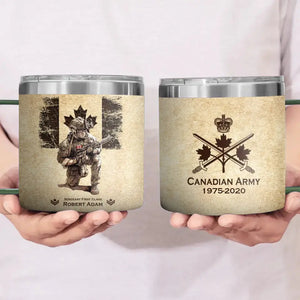 Personalized Canadian Army Veteran Logo & Rank, Name Coffee Cup 3D 12oz Printed AHVA241664