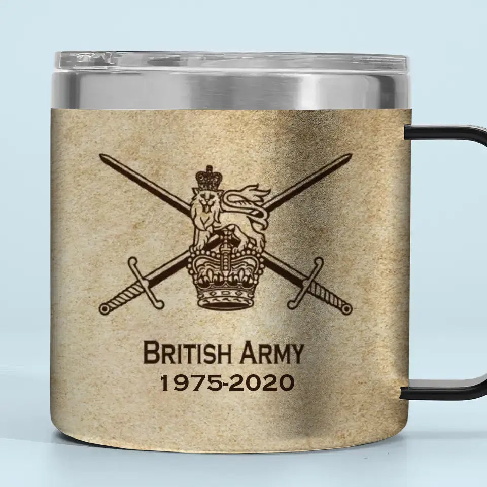 Personalized UK Army Veteran Logo & Rank, Name Coffee Cup 3D 12oz Printed AHVA241664