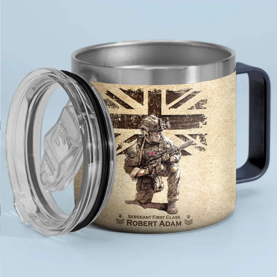 Personalized UK Army Veteran Logo & Rank, Name Coffee Cup 3D 12oz Printed AHVA241664