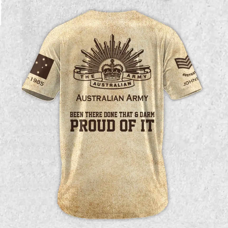 Personalized Australian Veteran Been There Done That & Darm Proud Of It Baseball Jersey 3D Printed AHVA241676