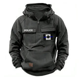 Personalized Canadian Police Flag Thin Blue Line American Retro Hooded Sweatshirt Printed QTKH241686