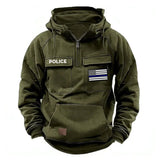 Personalized US Police Flag Thin Blue Line American Retro Hooded Sweatshirt Printed QTKH241686